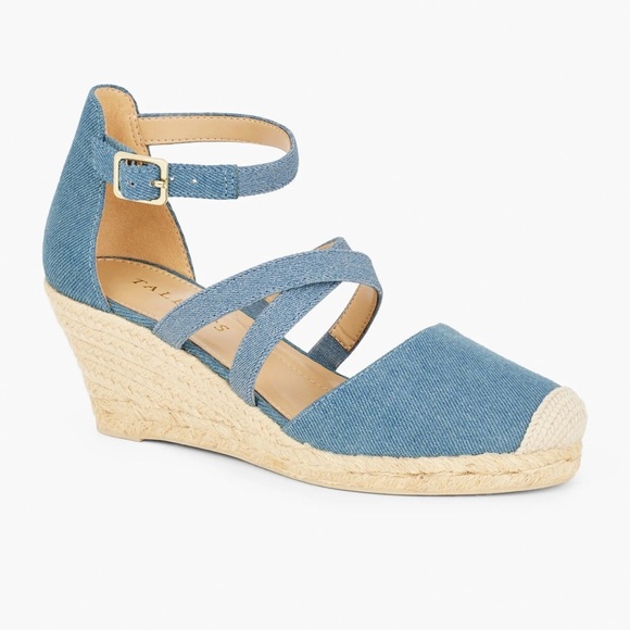 Talbots Lyndsay Strappy Denim Espadrille Wedges - Size 6.5M - Picture 1 of 8